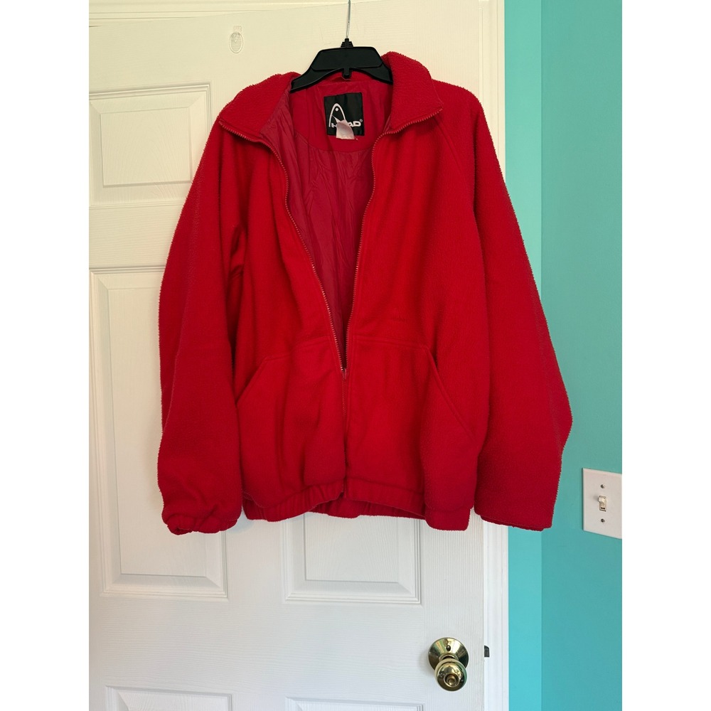 Head Vintage Red Fleece Full Zip Jacket Mens Large Style 4279 Lined Ski Coat
